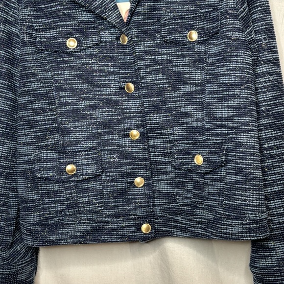 Jaclyn Smith‎ Blazer, Knit Jacket, Blue with Shimmer, NWT in Size L - Picture 4 of 15